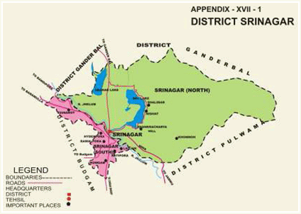 Srinagar Real Estate: Map of Srinagar